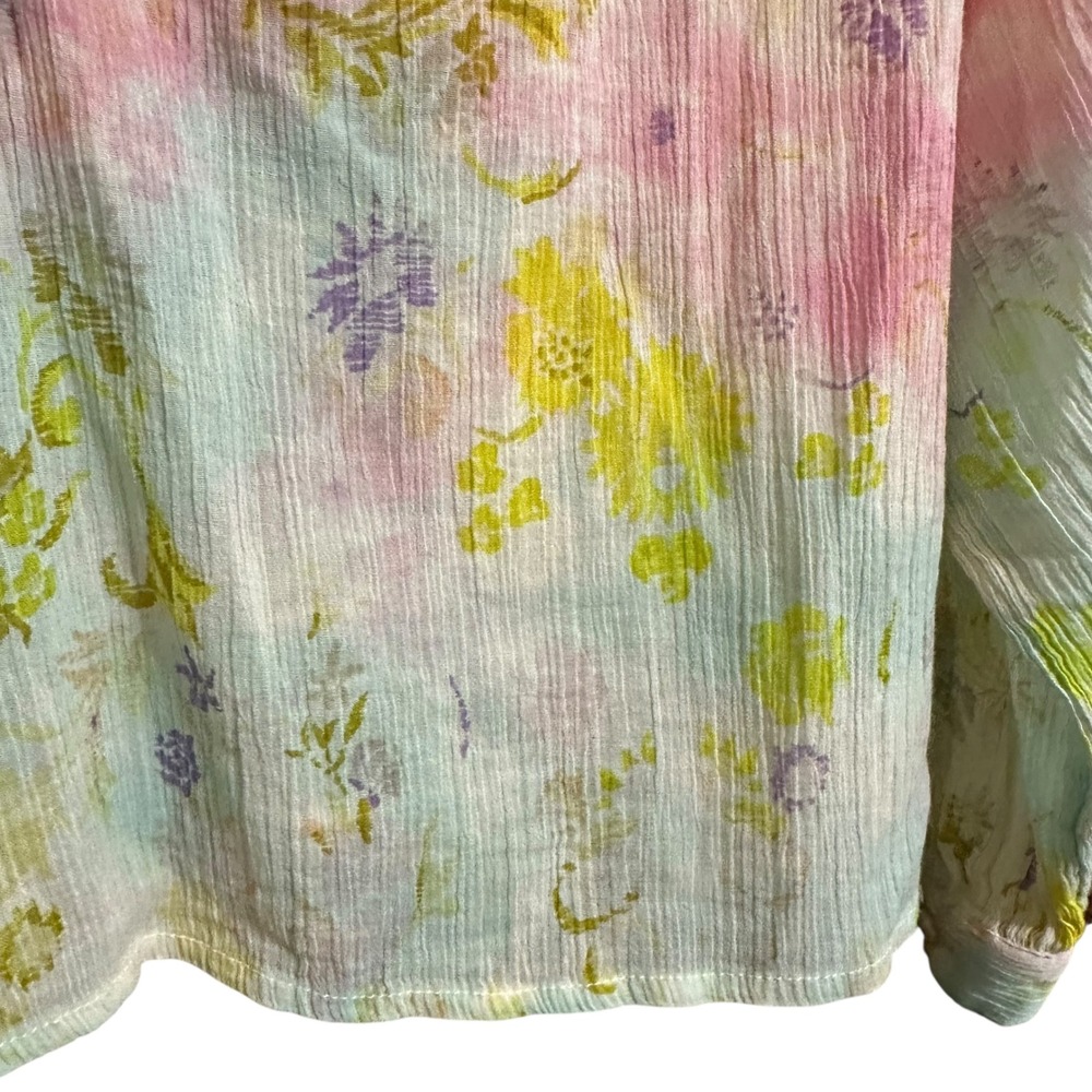 Pilcro The Tavi Blouse Pink Light Blue tie-dye Floral‎ Sz S Boho Fairy Gypsy - Picture 3 of 9